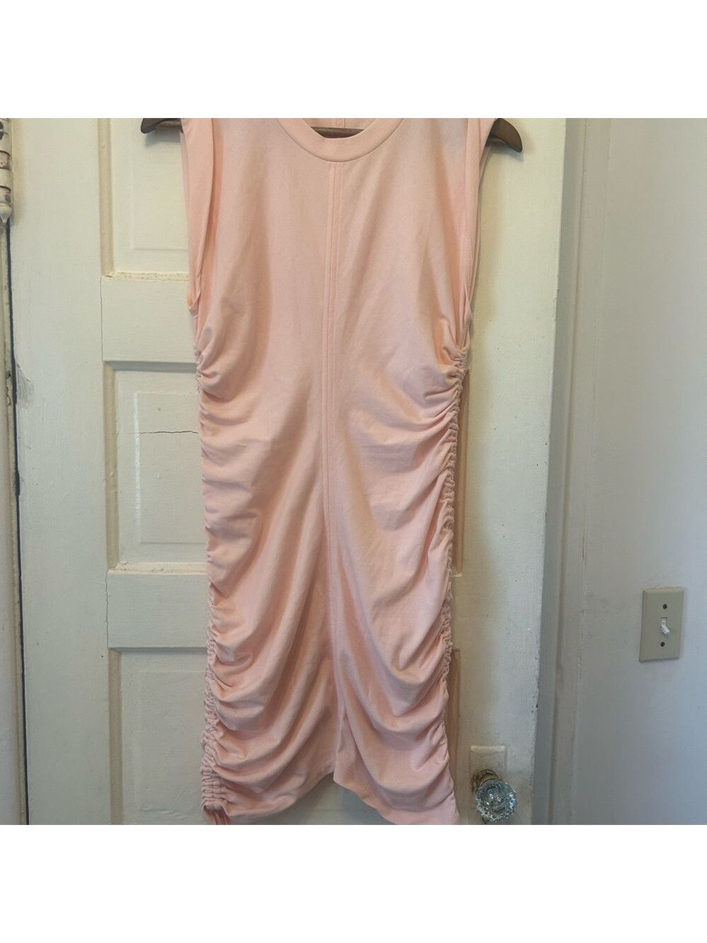 Alexander Wang T Side Ruched Pink Midi Sleeveless Dress Med Minimalist Romantic